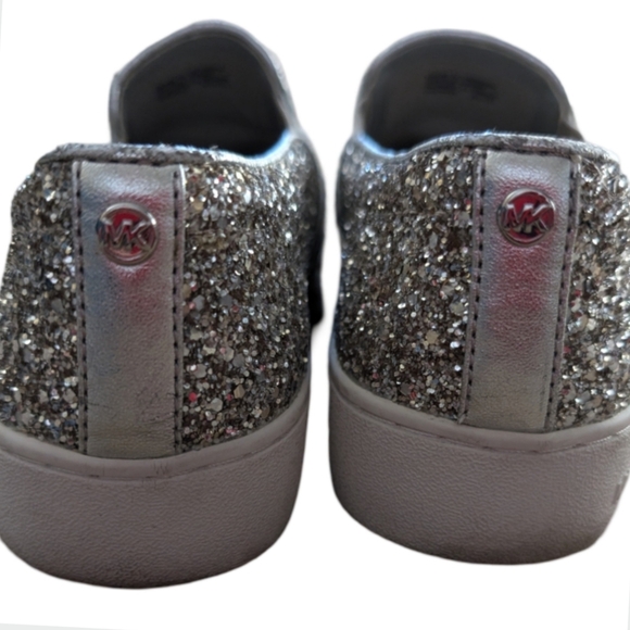 Michael Kors Glitter Slip On Sneakers Silver Metallic Size 6 MK - Picture 11 of 13